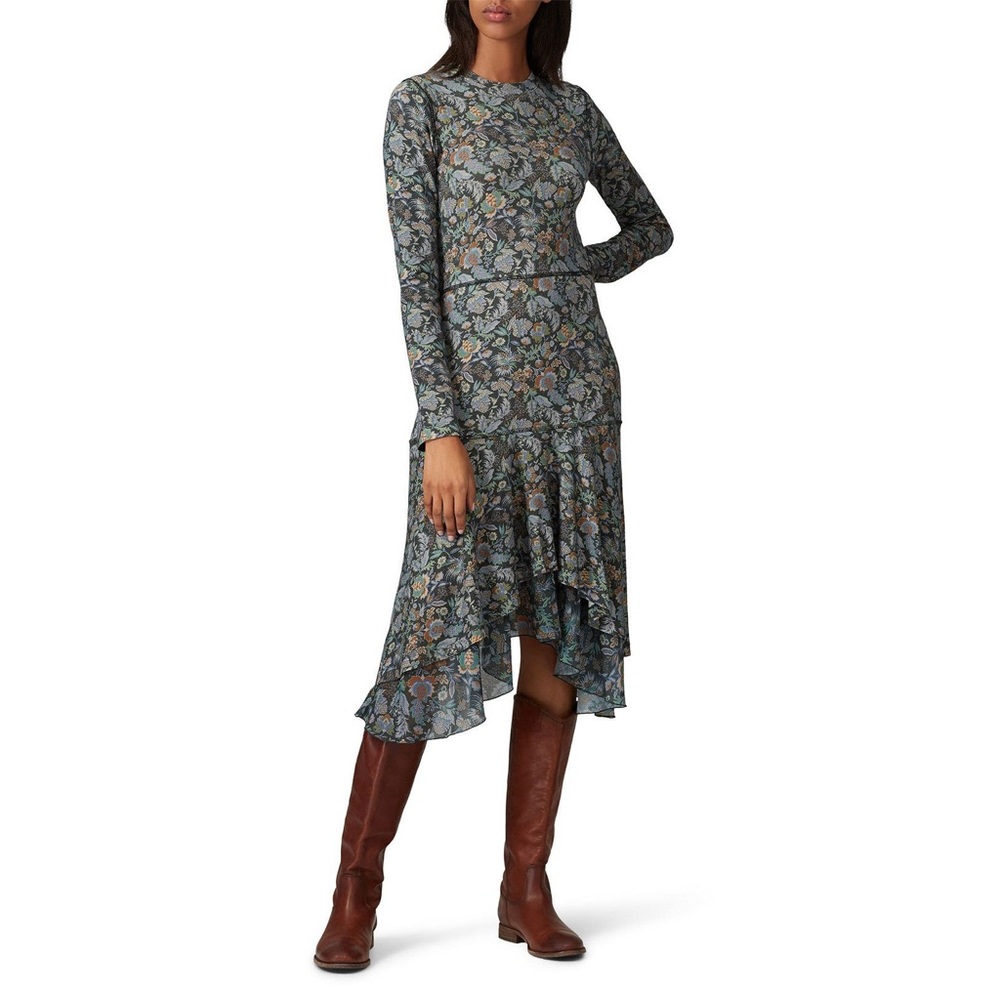 See by Chloé Multi Green Floral Paisley High Low Ruffle Dress size L